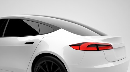 Sleek white sedan rear view modern car design tinted windows stylish taillights