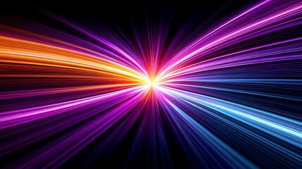 Obraz premium Vibrant Light Speed Abstract - Dynamic energy, speed, innovation, technology, and cosmic movement. A burst of colorful light rays symbolizes rapid progress and futuristic concepts