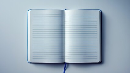 Lined paper notebook opened and isolated