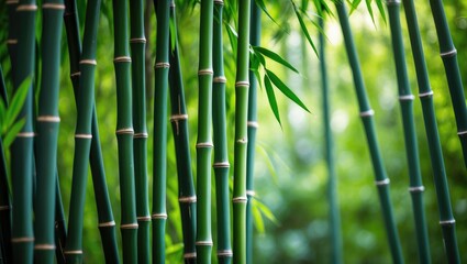Obraz premium Forest scene with a green bamboo tree for texture background