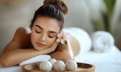 Image of a young woman receiving a therapeutic massage in a spa setting.
