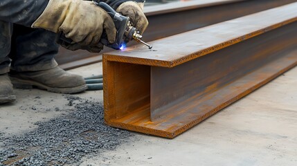 Welder Using Torch on Steel Beam