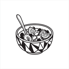 Bold Black and White Cereal Bowl Icon with Spoon
