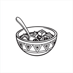 Bold Black and White Cereal Bowl Icon with Spoon