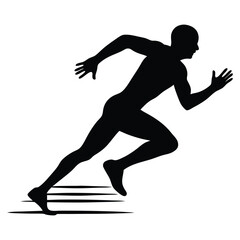 Fototapeta premium Powerful Silhouette of a Sprinter Running Fast Athlete in Motion