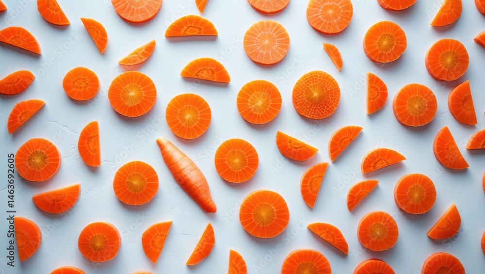 Poster carrot round slice isolated against plain background with copy space, top view, flat lay