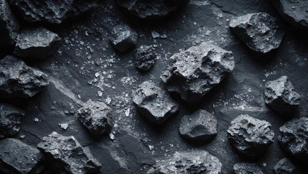 Burnt wood charcoal and ash in stove with seamless grunge texture, black and gray tones