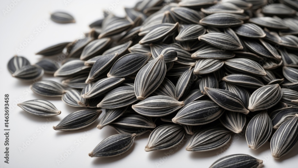 Poster Clipping path of sunflower seed isolated on background showing complete depth of field