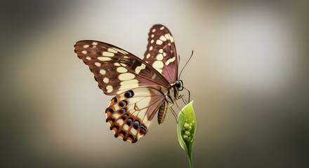 Obraz premium Butterfly on Seed Pod Close Up