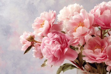 Beautiful Pink Peonies Bouquet Close-up