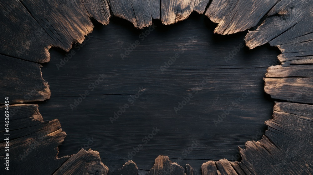 Poster dark wooden frame rustic texture background with copy space