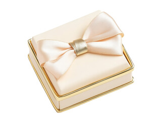 Isolated Small Elegant Gift Box with Gold Bow