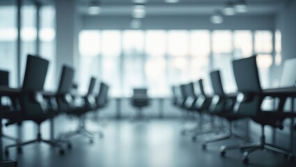 Defocused indoor space with abstract green and blue tones for PPT backdrop