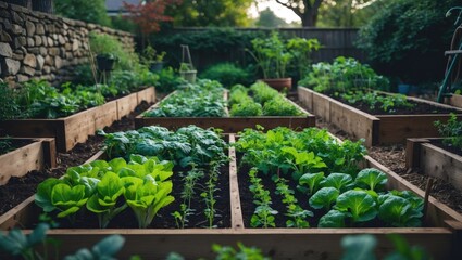 Sustainable Vegetable & Flower Patch in a Rustic Garden with Raised Beds