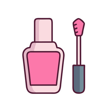 Nail Polish Bottle with Brush Icon Representing Makeup and Cosmetic Application