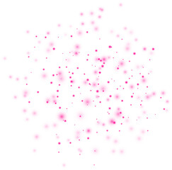 Pink luminous points and stardust. Pink glittering dots, particles, stars magic sparks. Glow flare light effect. 