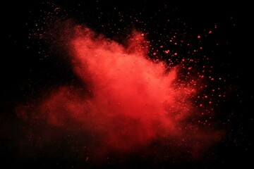 Red Powder Explosion Abstract Art
