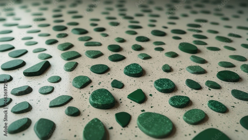 Poster abstract green terrazzo and terracotta flooring design with seamless pattern