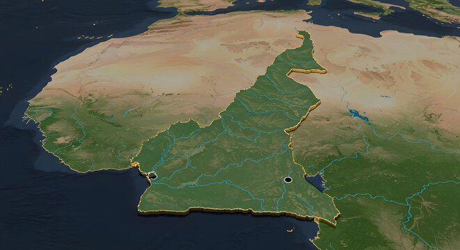 Cameroon Map Topographic Africa