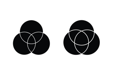 Fototapeta premium Overlapping circles venn diagram concept illustrating relationships and connections with white background