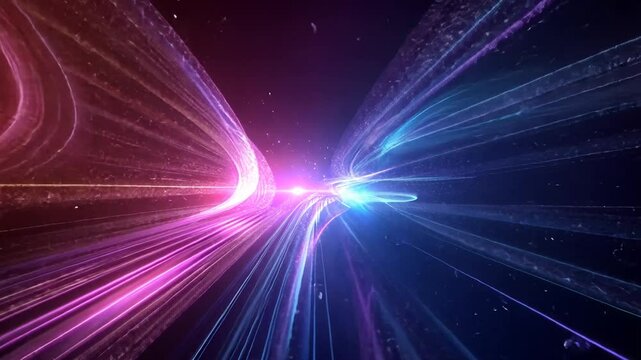 Dynamic data stream with glowing light streaks, technology and futuristic concept