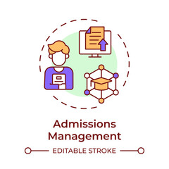 Admissions management multi color concept icon. Documentation organization, database. Round shape line illustration. Abstract idea. Graphic design. Easy to use in article, infographic