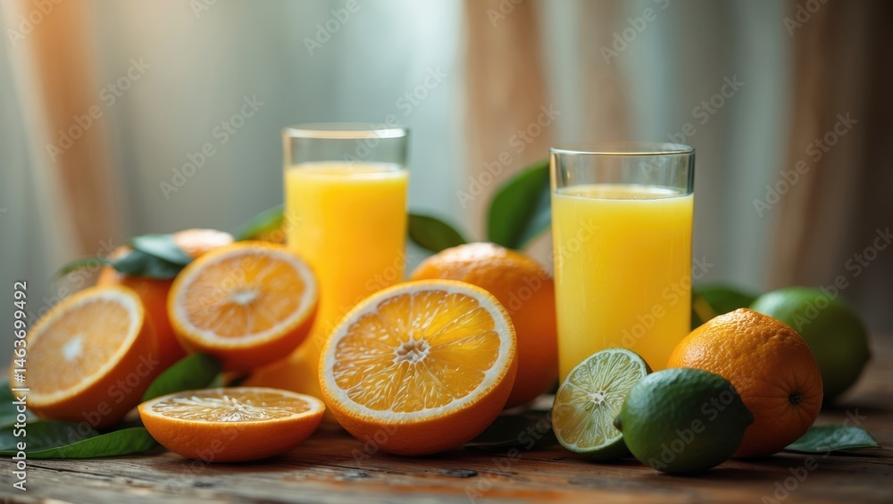 Poster exotic citrus-based juice with pulp and vibrant colors to boost your nutrition