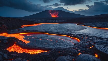 Ethiopian active volcano featuring a lava lake and crater