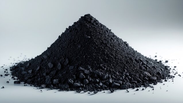 Black activated charcoal granules used in water purification systems