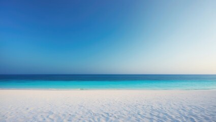 Fototapeta premium Beach scene with blue sky and white sands
