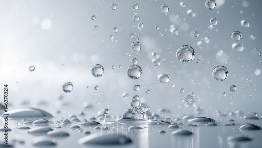 Aufkleber macro image of clear water bubbles with a white backdrop