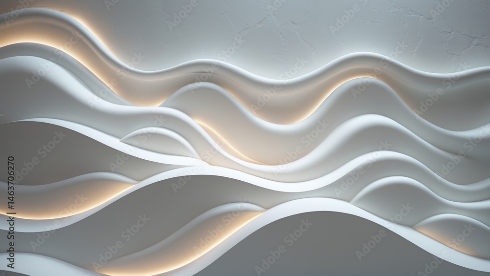 Poster modern geometric design with smooth, curved lines forming dune-like structures