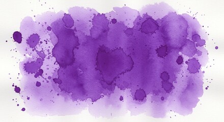 Abstract Purple Watercolor Stain Splatter on Textured White Paper