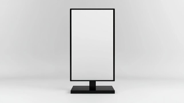 Blank digital display screen on white background minimalist mockup