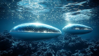 Obraz premium Underwater Spaceships, Deep Sea