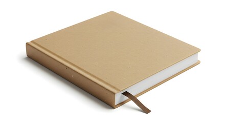 Closed Book with Ribbon Bookmark on White Background