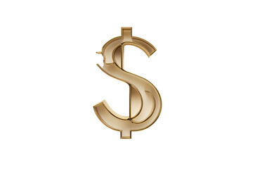 Obraz premium a gold dollar sign on a white background