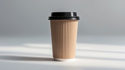 Paper cup with plastic lid, isolated on a white background