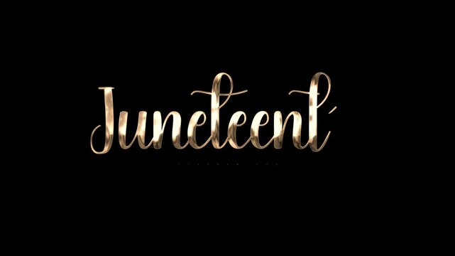 Animated of the text Juneteenth Freedom Day; suitable for social media posts, website banners, event invitations, and educational materials.