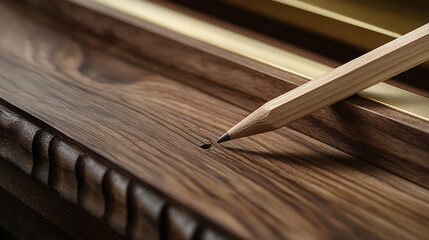 Pencil Resting on a Wooden Surface