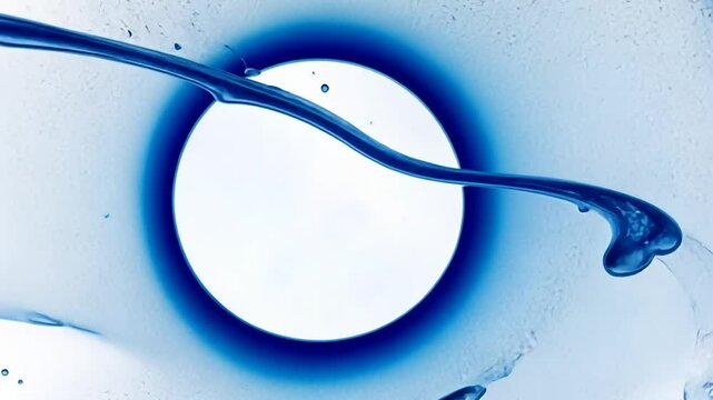Dynamic blue liquid ring animation on a white background, motion graphics and liquid simulation