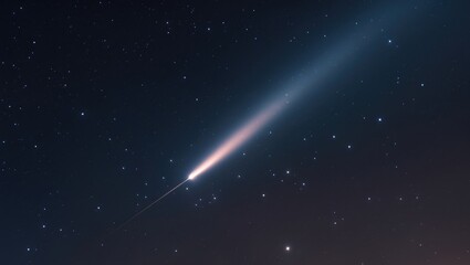 Dark night sky featuring a bright shooting star and celestial glow