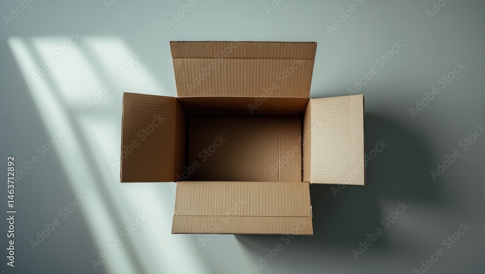 Poster isolated corrugated cardboard box with background