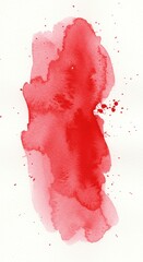 Abstract Red Watercolor Stain on White Paper Background