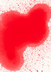 Abstract Red Watercolor Splatter on White Canvas Background