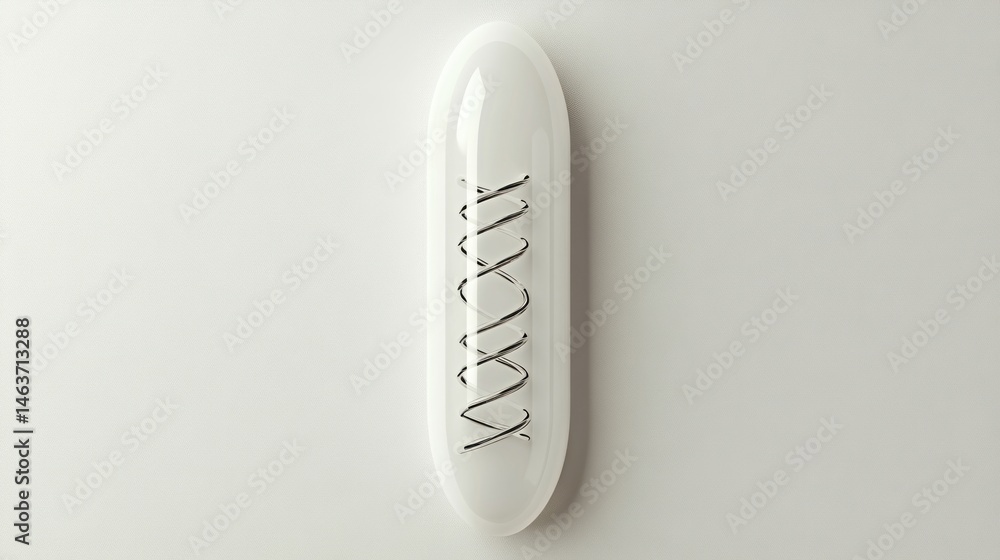 Poster abstract white elongated object with dark spiral design element inside