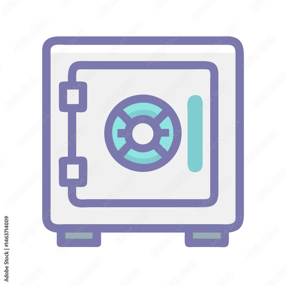 Poster safe vault icon representing secure storage and protection of valuables