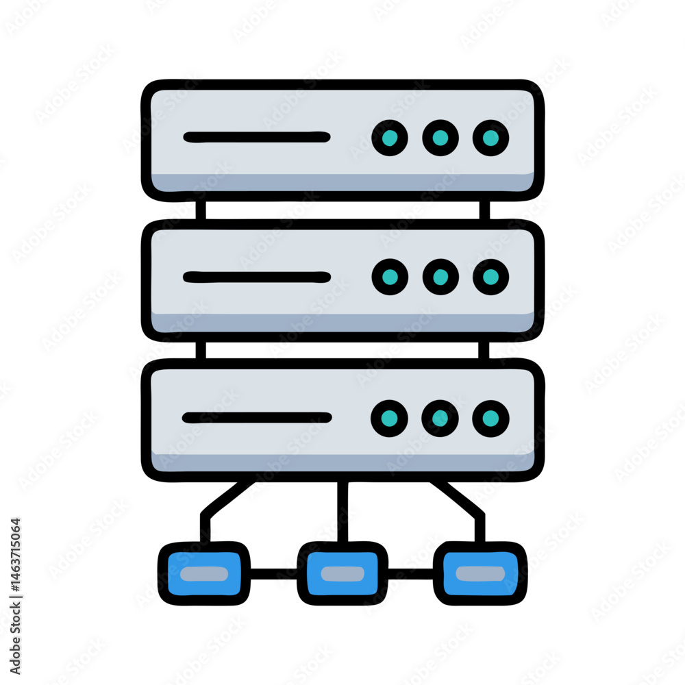 Poster Server Stack Icon Representing Data Infrastructure and Network Architecture