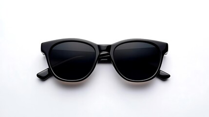 Stylish Black Framed Sunglasses Isolated on a Clean White Background Close Up