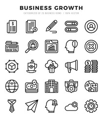 business growth icons bundle. lineal style icons. vector illustration.